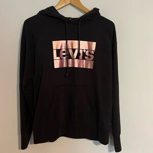 Levi’s hooded sweatshirt. Black w/Rose Gold decal. Excellent condition
